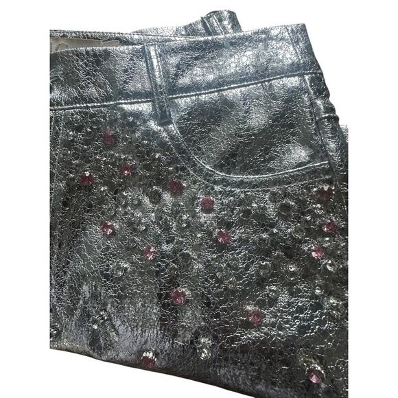 Lizette collection metallic silver skirt embroidered rhinestone. Size-S - Picture 6 of 7